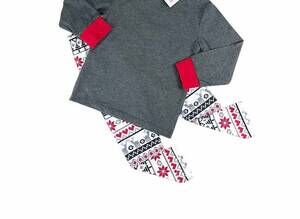 NEW PETE + LUCY kids reindeer loungewear set in grey/ white